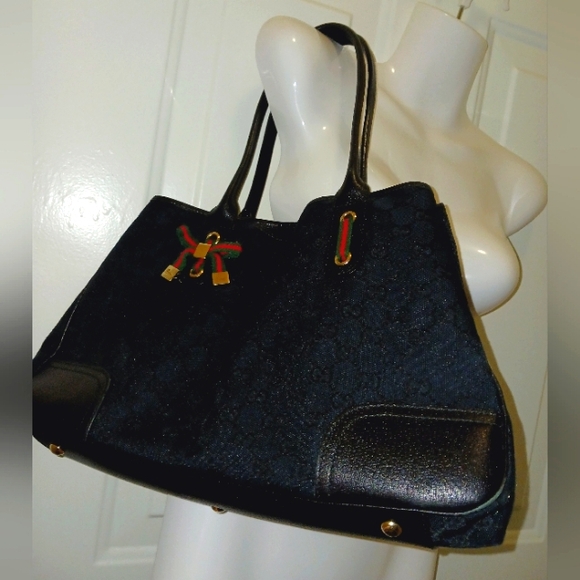 GUCCI Auth Sherry Canvas & Leather Shoulder Bag Tote EUC - Picture 17 of 17